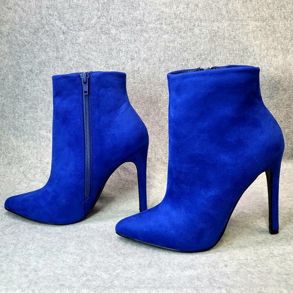 So Me Tatey Blue Ankle Boot With 4.5 Heel Size 7 - Picture 4 of 9